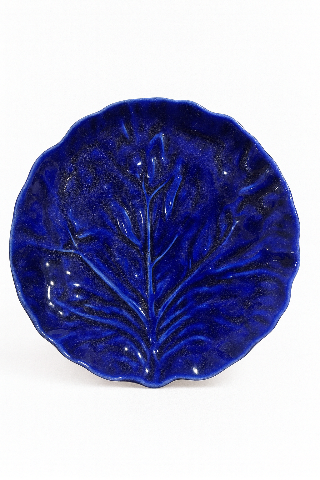 Portuguese Cabbage Dessert Plate – Cobalt — handmade Portuguese ceramic by Casa Belo