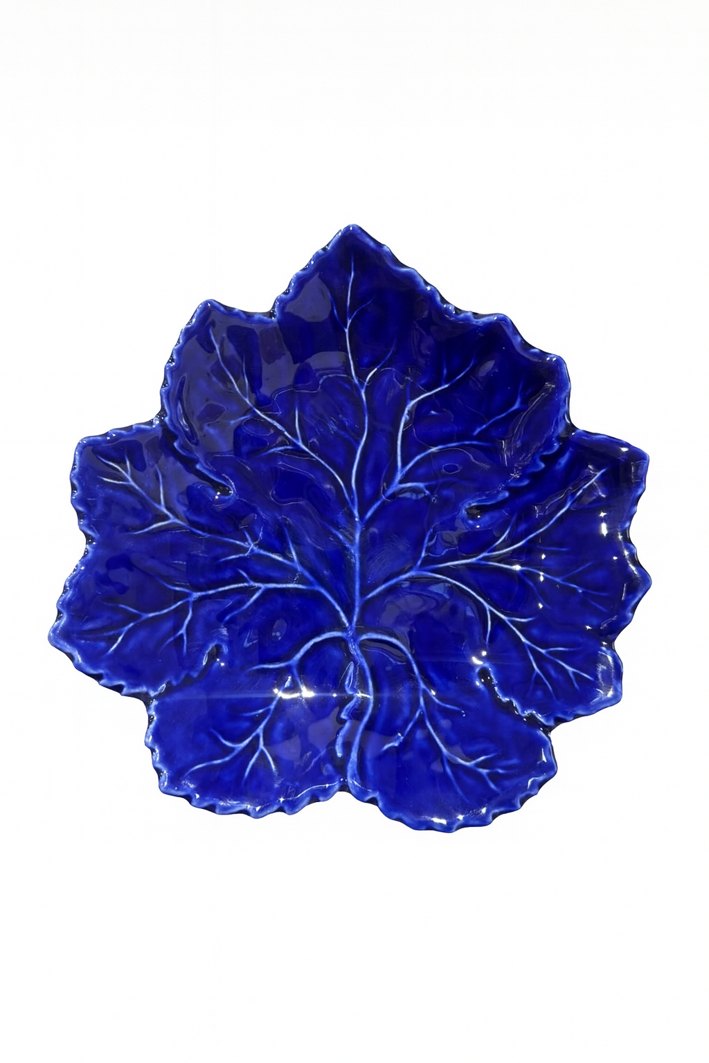 Leaf Dessert Plate – Cobalt — handmade Portuguese ceramic by Casa Belo