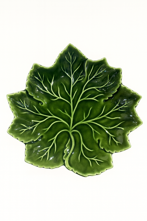 Leaf Dessert Plate – Green — handmade Portuguese ceramic by Casa Belo
