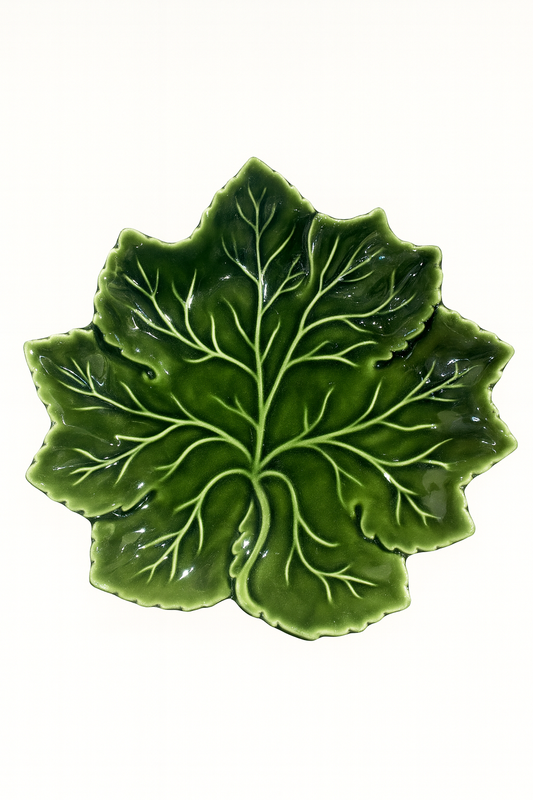 Leaf Dessert Plate – Green — handmade Portuguese ceramic by Casa Belo