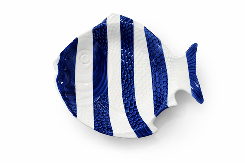 Soup Plate Fish – Blue Stripes — handmade Portuguese ceramic by Casa Belo