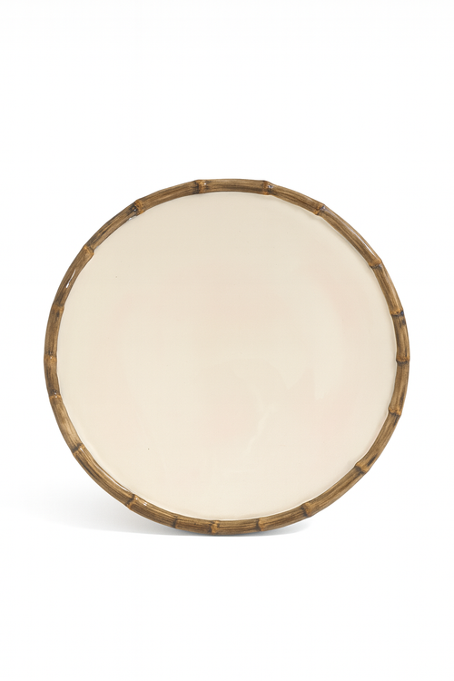 Bamboo Dessert Plate — handmade Portuguese ceramic by Casa Belo