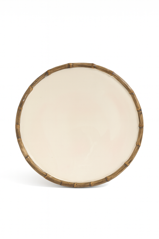 Bamboo Dessert Plate — handmade Portuguese ceramic by Casa Belo