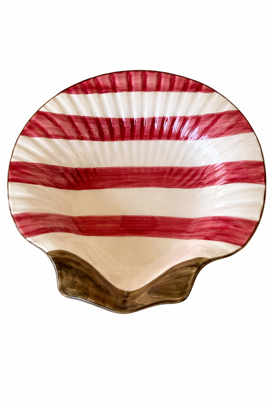 Soup Shell Plate – Red Stripe — handmade Portuguese ceramic by Casa Belo