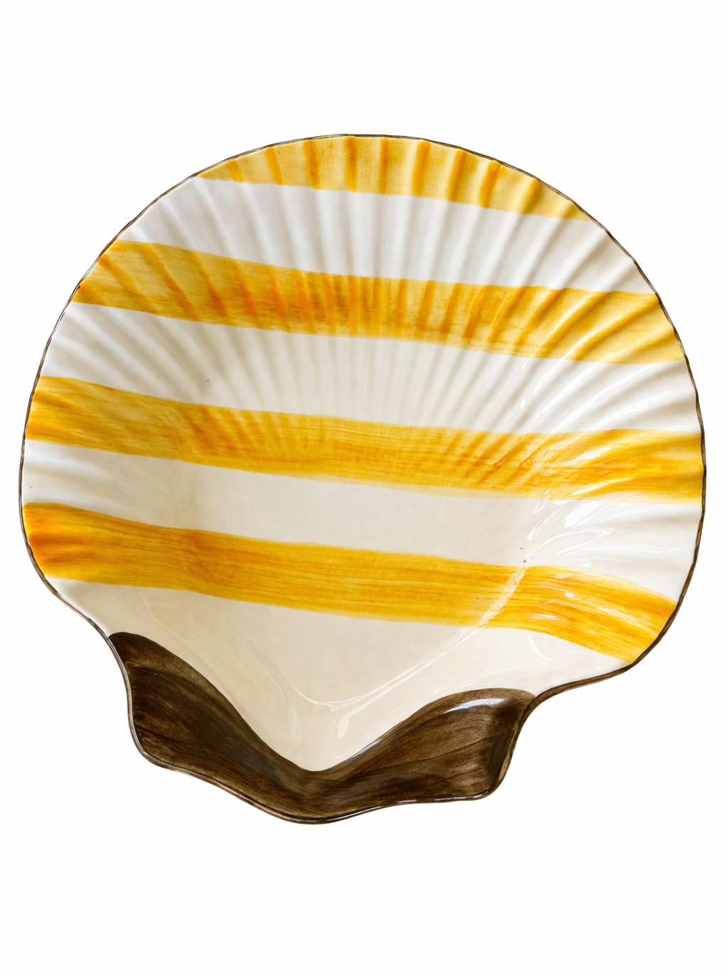 Soup Shell Plate – Yellow Stripe — handmade Portuguese ceramic by Casa Belo