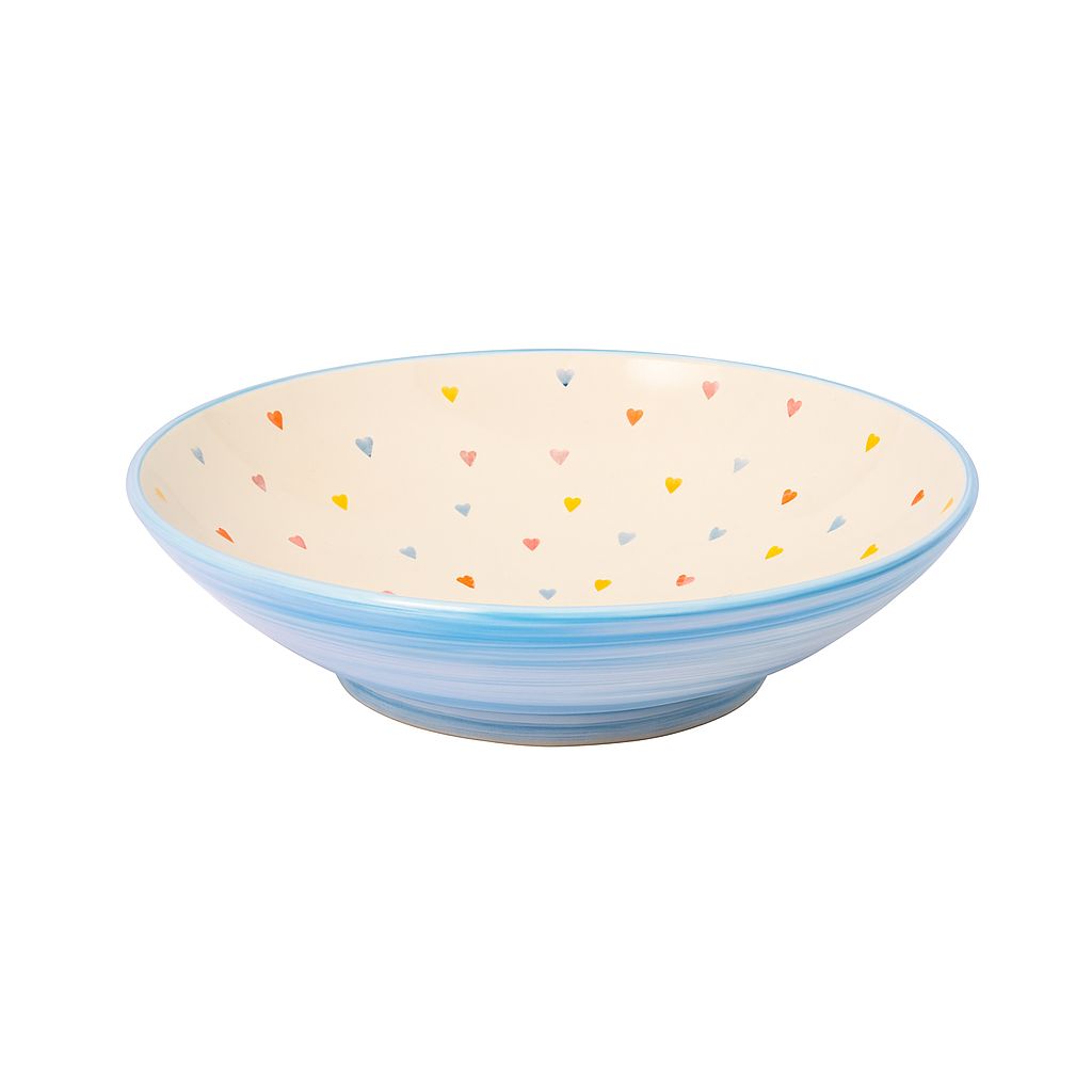 Pasta Bowl Love – Rainbow Blue — handmade Portuguese ceramic by Casa Belo