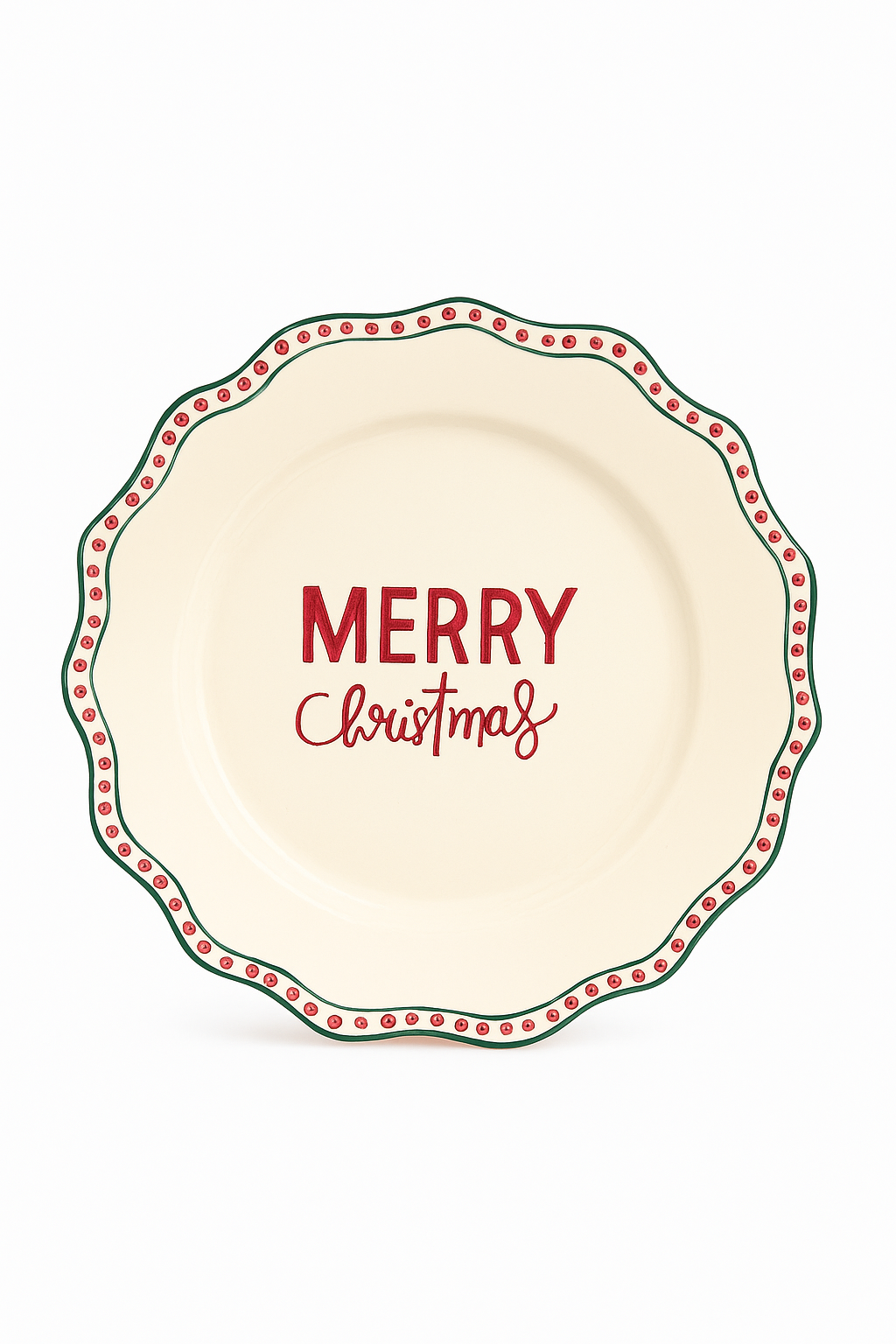 Scalloped Dinner Plate Merry Christmas