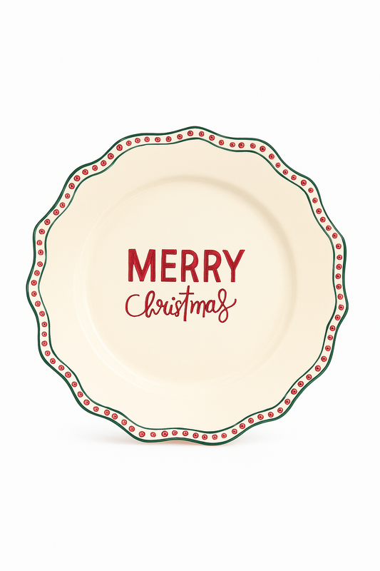 Scalloped Dinner Plate Merry Christmas