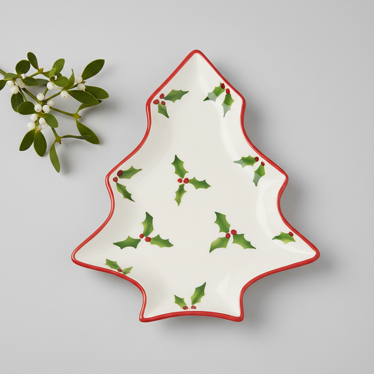 Mistletoe Christmas Tree Serving Tray — Small