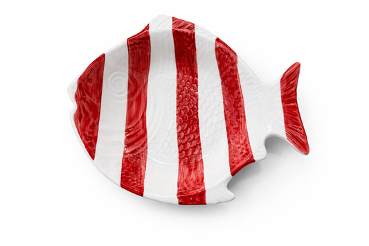 Soup Plate Fish – Red Stripes — handmade Portuguese ceramic by Casa Belo