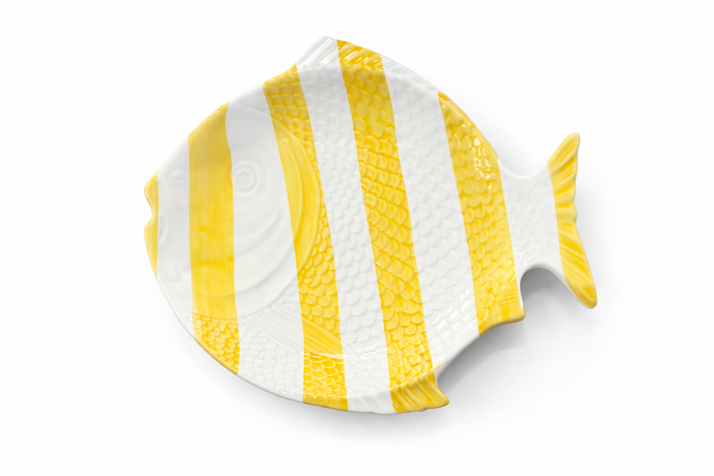 Soup Plate Fish – Yellow Stripes — handmade Portuguese ceramic by Casa Belo